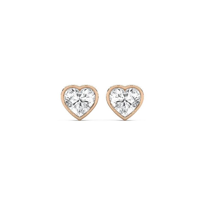 Large Hoop Earrings for Women-Heart Fancy Shape Bezel Stud Earring