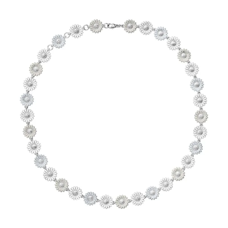 Wedding Necklace with Pearls-Daisy x Stine Goya Small White Silver Necklace