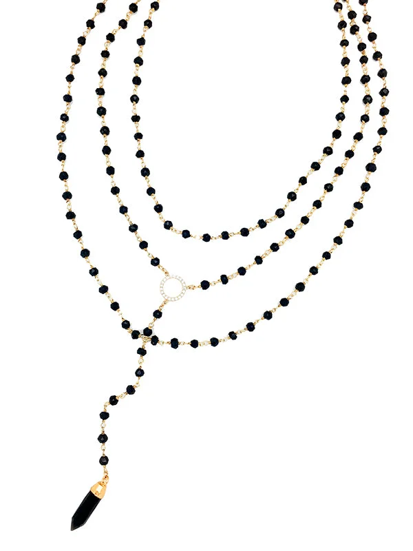 Chic Chain Necklace-Onyx 3 Layer Neck