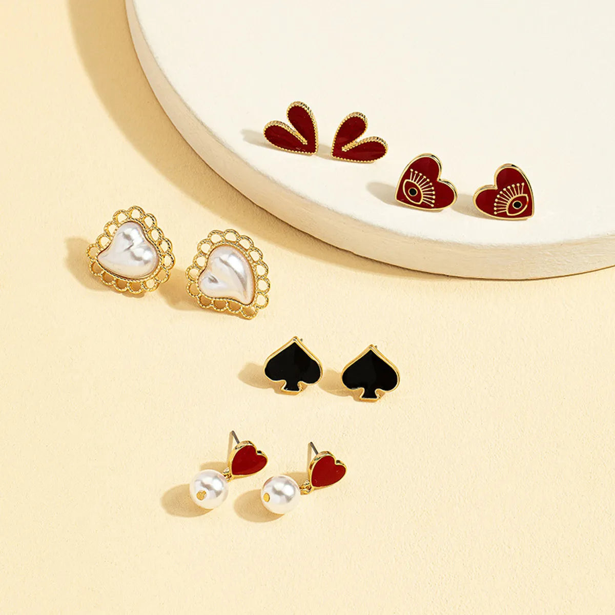 Elegant Jewelry Earrings-1 Pair Elegant Geometric Heart Shape Plating Alloy Ear Studs