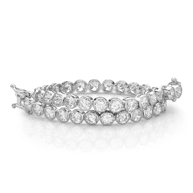 Sparkling Gemstone Wedding Bracelet-Round Brilliant tennis bracelet with 9.25 carats* of diamond simulants in 10 carat white gold