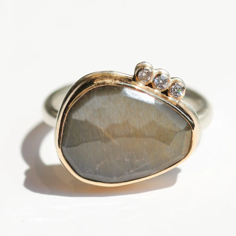 Custom Sterling Silver Ring-Grey Moonstone Ring