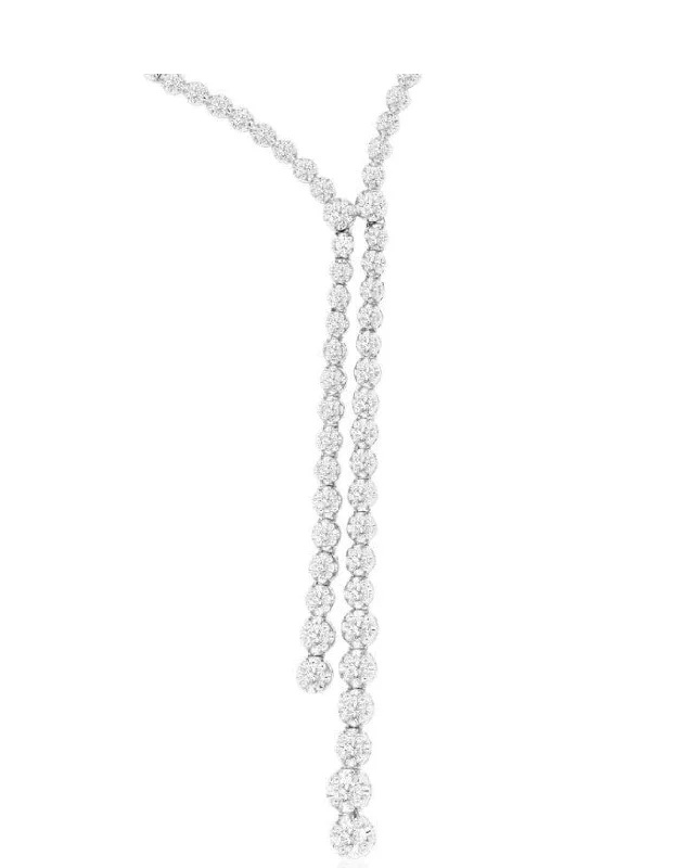 Simple Pendant Necklace-14k white gold diamond lariat necklace