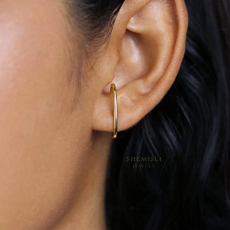 Handmade Gold Earrings-Stud Lobe cuff earrings, Unisex, Gold, Silver SHEMISLI - SS053