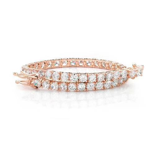 Simple Custom Bracelet-Round Brilliant tennis bracelet with 9.52 carats* of diamond simulants in 10 carat rose gold