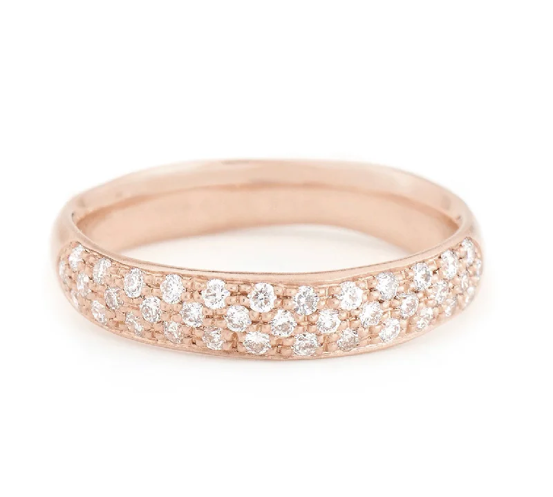 Custom Initial Ring-Triple Row Pavé Diamond Band