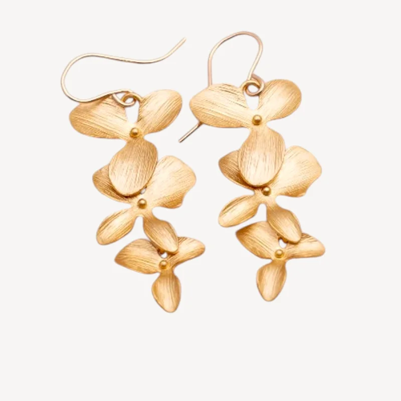 Designer Earrings for Women-Trio Orchid Flower Earrings