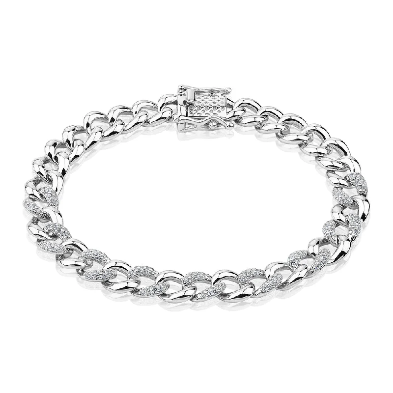 Custom Name Bracelet-Round Brilliant bracelet with 0.79 carats* of diamond simulants in sterling silver