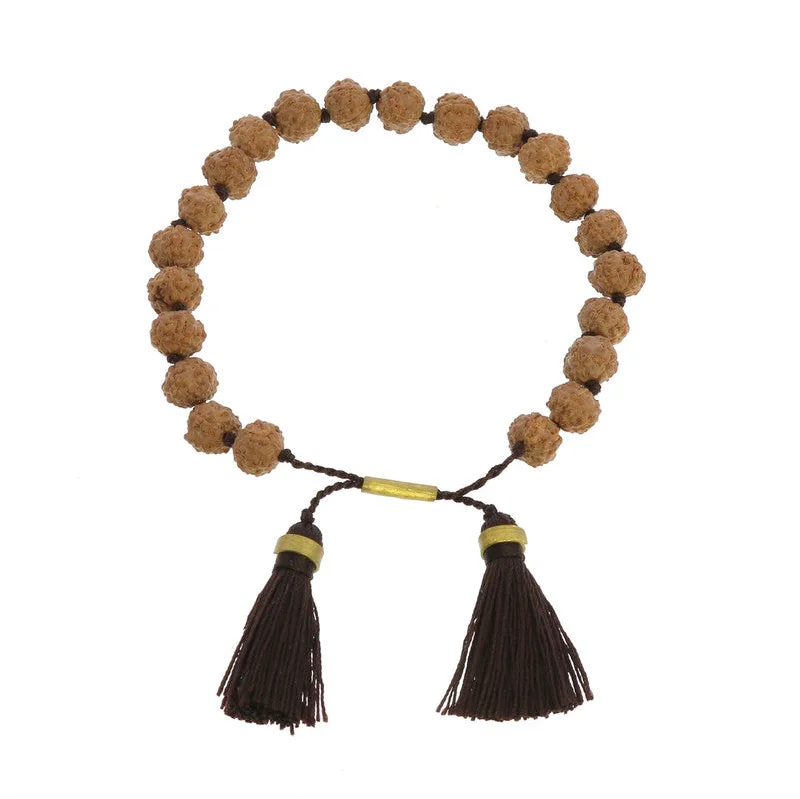 Fashionable Gemstone Bracelet-Mala and Tassel Bracelet - Eggplant