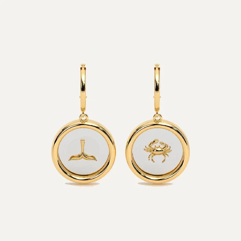 Lightweight Hoop Earrings-18K Gold circular Resin Charm Earring