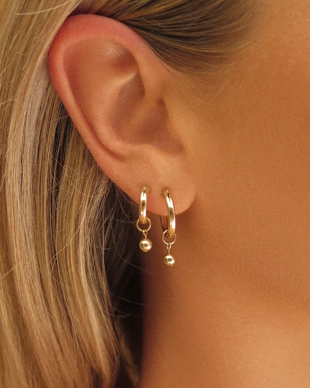 Wedding Earrings with Pearls-Classic Thick Hoop Earrings Set (10% Off)  - 14k Yellow Gold Fill