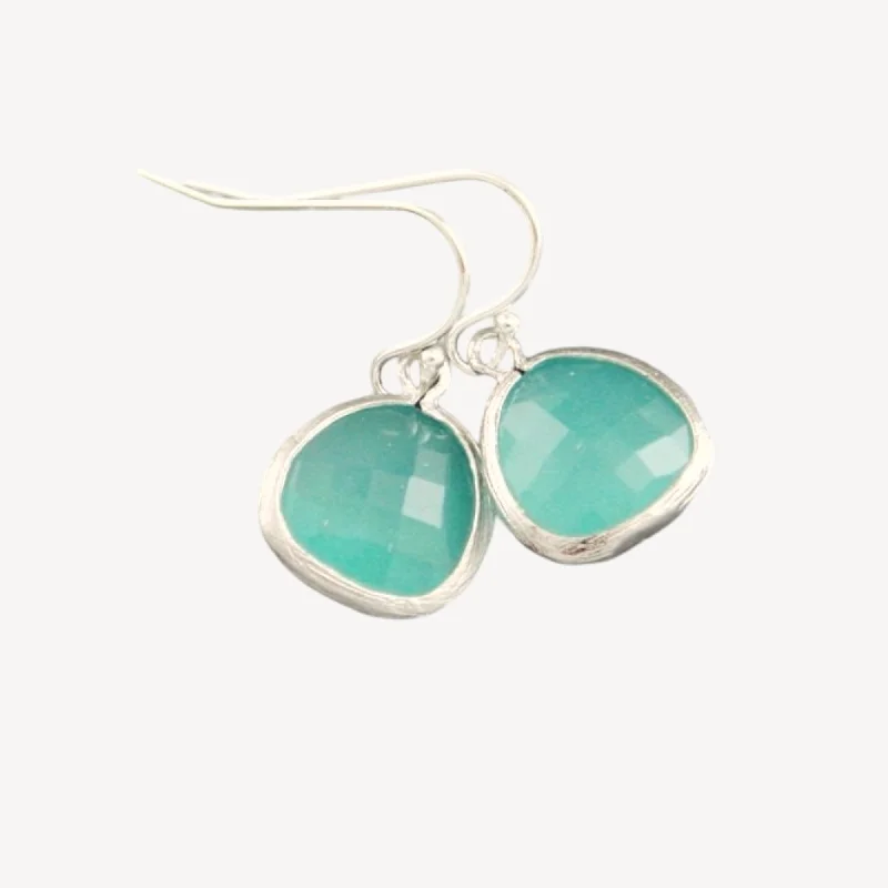 Gemstone Hoop Earrings-Opal Blue Earrings