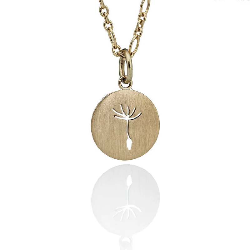 Gemstone Necklace for Weddings-Dandelion Round 14K Gold Necklace