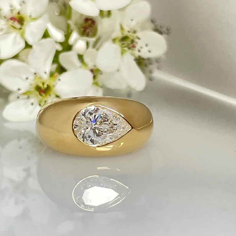 Fashionable Gold Engagement Ring-CUSTOM CLASSIQUE DOME RING