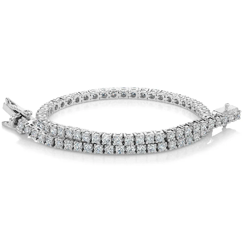 Gemstone Bracelet with Pearls-Premium Lab-Grown Diamond, 3 carat TW round brilliant tennis bracelet in 10 carat white gold