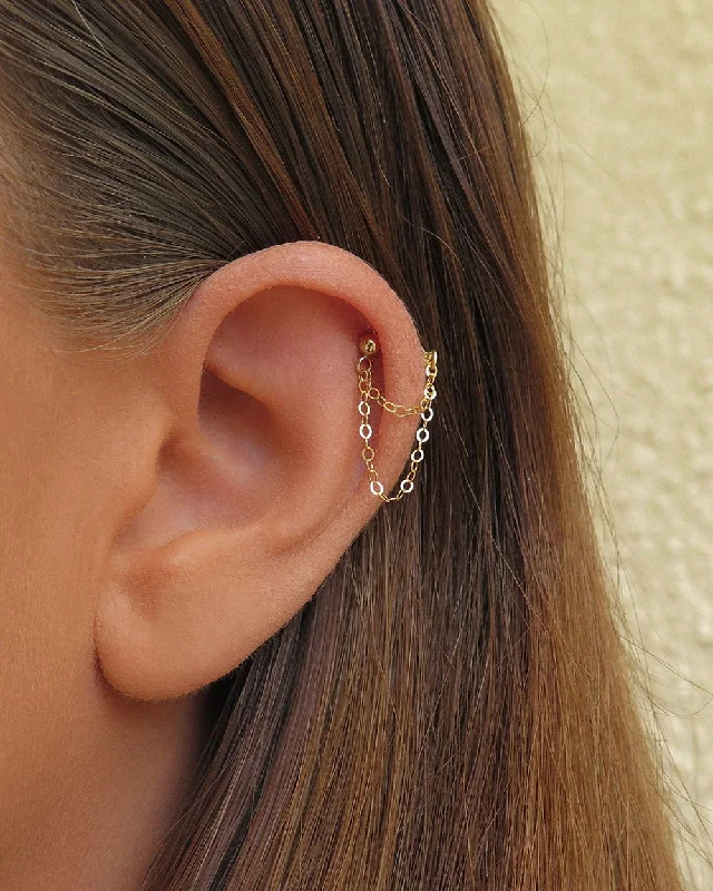 Classic Diamond Earrings-Double Chain Stud Earrings