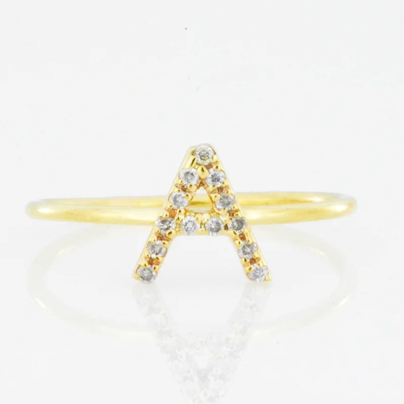 Wedding Band for Bride-14Kt Gold Genuine Natural Diamond Initial Ring