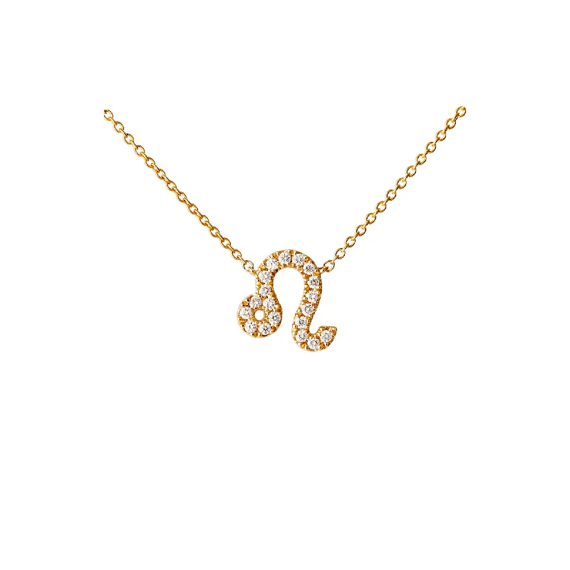 Luxury Diamond Necklace-Petit Sign Leo 18K Gold Necklace w. Diamonds