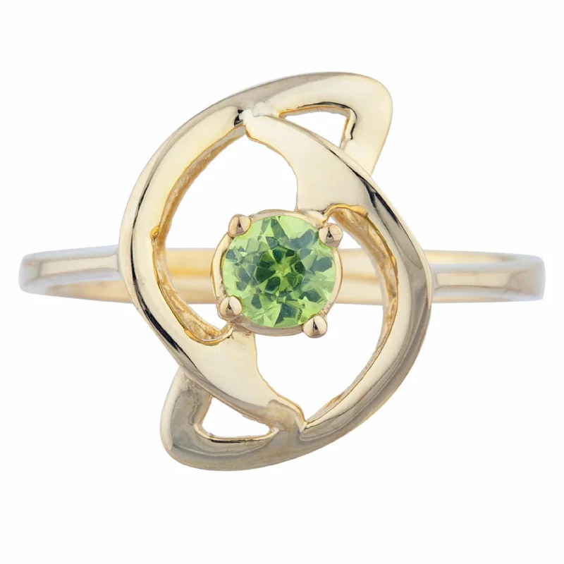 Women's Diamond Wedding Ring-14Kt Gold Peridot Infinity Design Ring