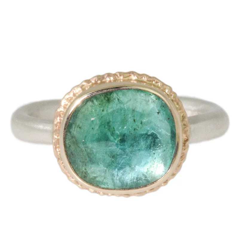 Men's Gold Wedding Ring-Emerald Ring