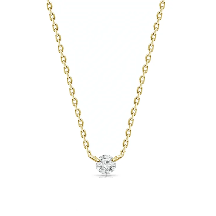 Elegant Crystal Necklace-0.20ct Floating Diamond Solitaire Necklace