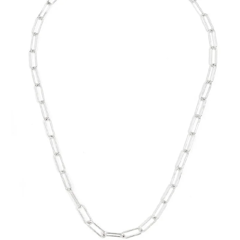 Sterling Silver Necklace for Women-Classic Paperclip Silver Link Necklace