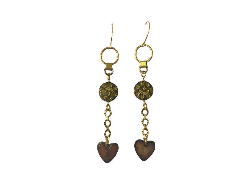 Elegant Drop Earrings-ENAMEL HEART EARRINGS