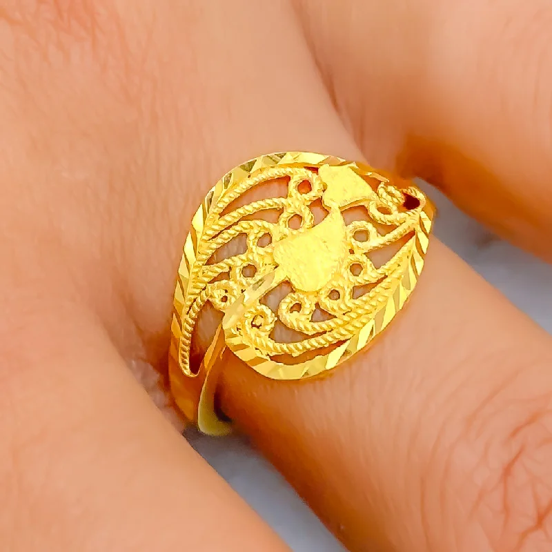 Gold Ring with Citrine-Lush Attractive 22k Gold Ring