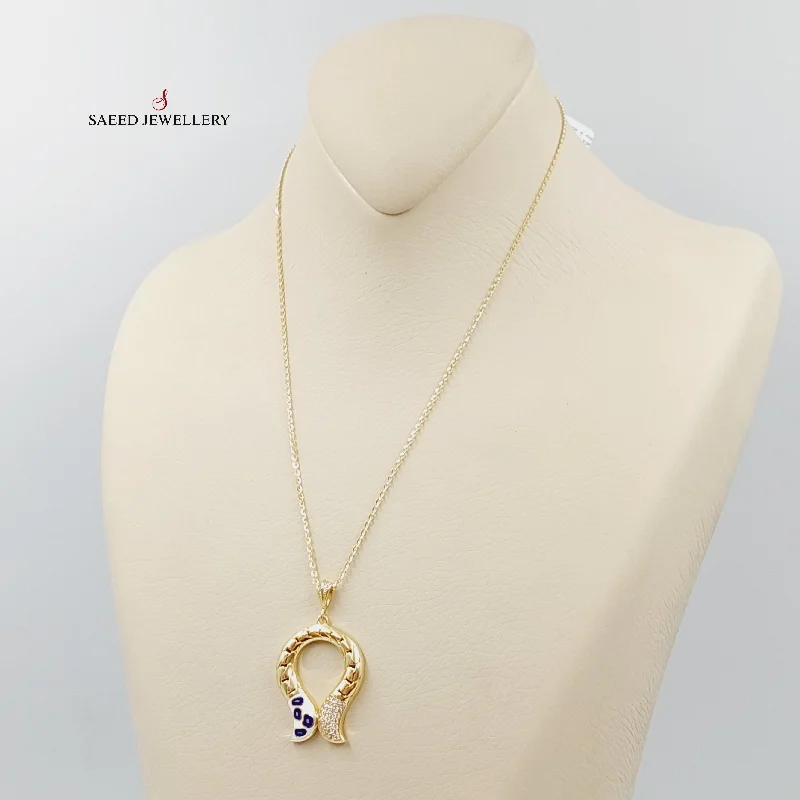 Classic Gold Chain Necklace-Enameled & Zircon Studded Deluxe Necklace