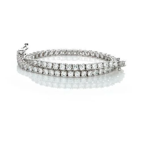 Adjustable Gold Bracelet-Round Brilliant tennis bracelet with 4.38 carats* of diamond simulants in 10 carat white gold