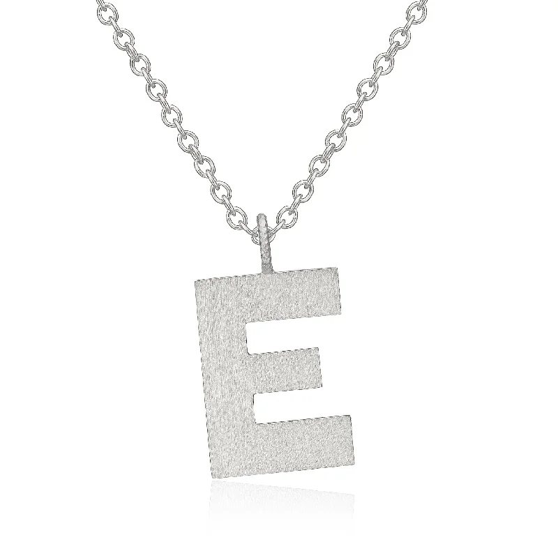 Boho Pendant Necklace-Letter E Silver Necklace