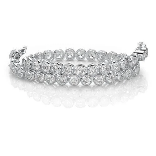 Luxury Tennis Bracelet for Weddings-Round Brilliant tennis bracelet with 5.83 carats* of diamond simulants in 10 carat white gold