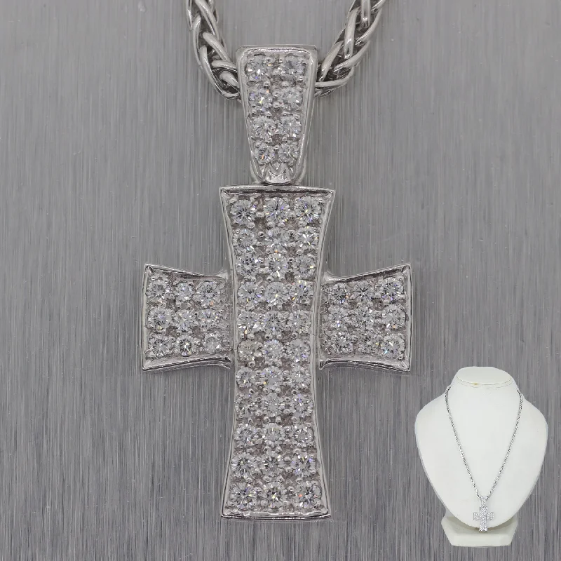 Colorful Beaded Necklace-Modern Platinum 2ctw Diamond Cross Pendant 17" Necklace