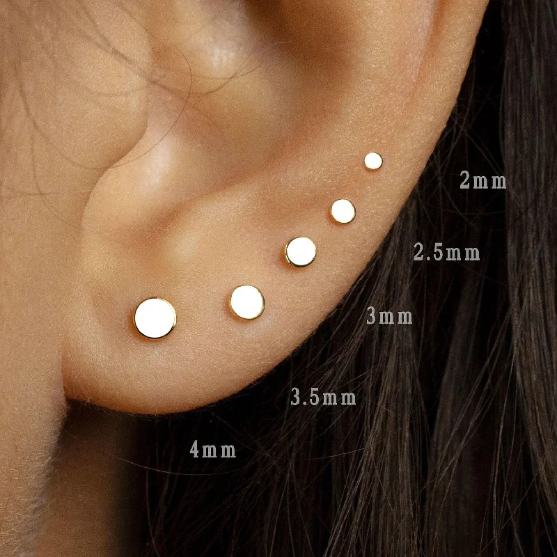 Elegant Gemstone Earrings-Tiny Disc Gold Threadless Flat Back Earrings, Nose Stud, 20,18,16ga, 5-10mm, Surgical Steel, SHEMISLI SS539, SS540, SS541, SS542, SS543