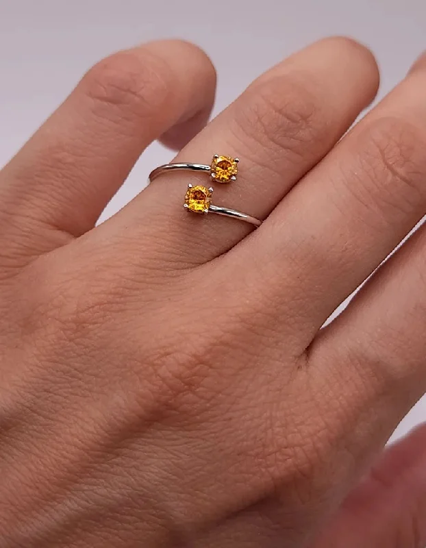 Luxury Gold Ring-14Kt Gold 2 Stone Orange Citrine Ring