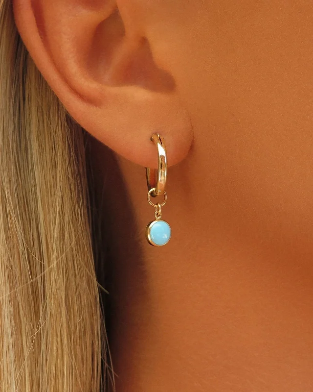 Gorgeous Stud Earrings-Turquoise Thick Hoop Earrings  - 14k Yellow Gold Fill