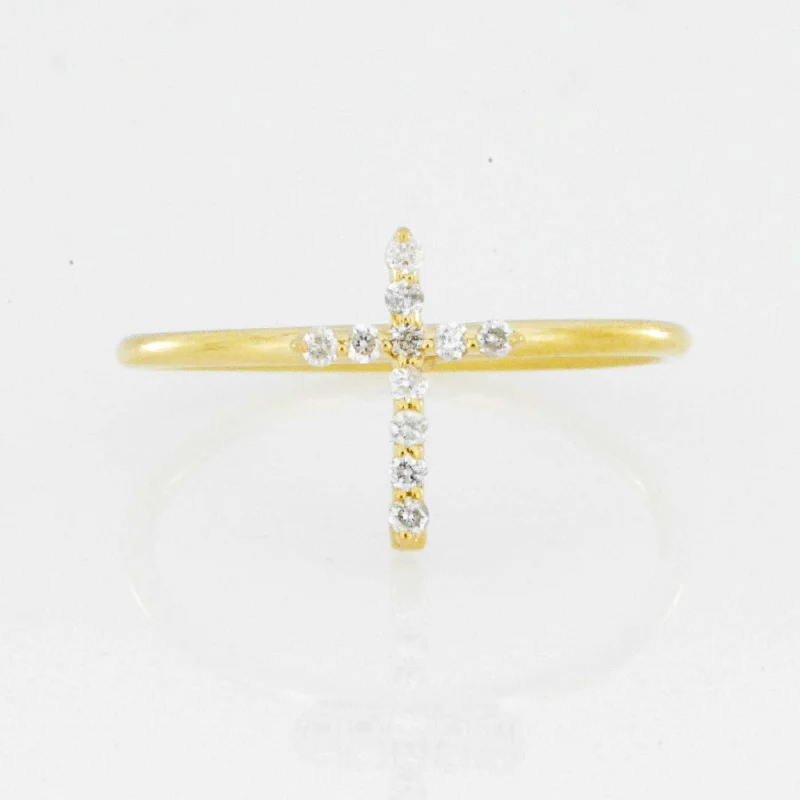 Custom Ring with Sapphires-14Kt Gold Genuine Natural Diamond Cross Ring