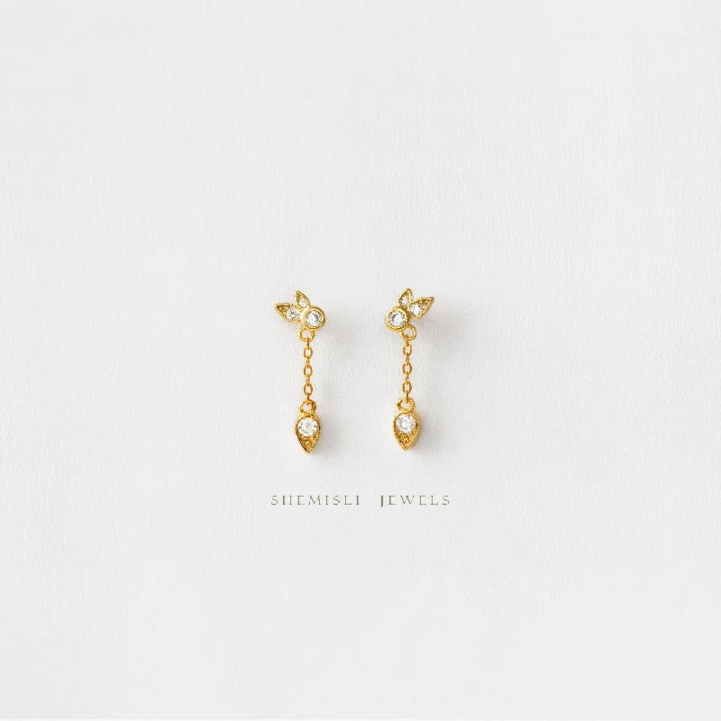 Gorgeous Diamond Earrings-Dangle Stud Earrings, Gold, Silver SHEMISLI - SS138 LR