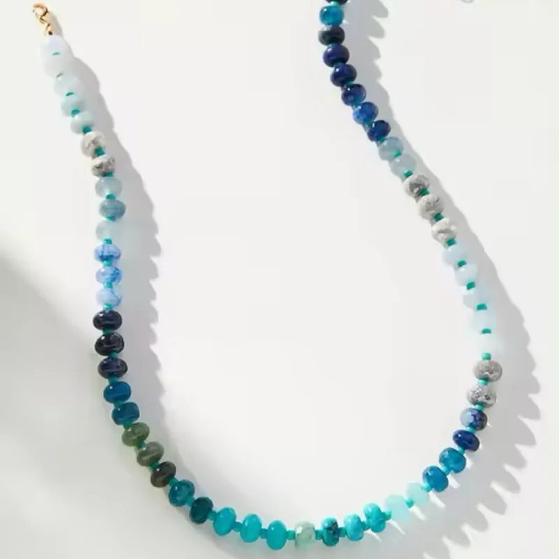 Stunning Gemstone Necklace-Rainbow Stone Necklace - Turquoise and Blues