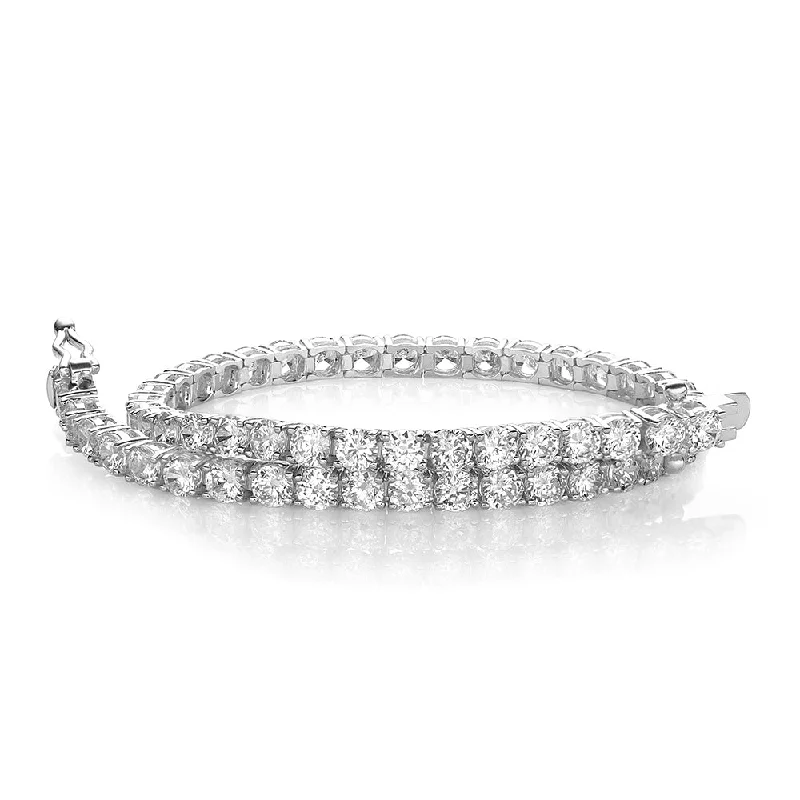 Luxury Beaded Bracelet-Round Brilliant tennis bracelet with 6.27 carats* of diamond simulants in 10 carat white gold