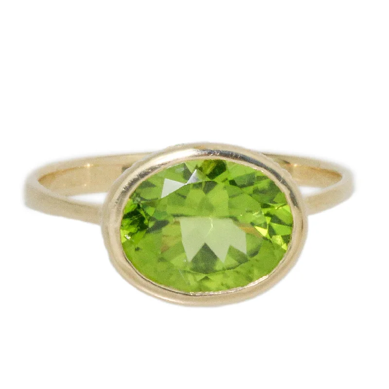 Platinum Wedding Band for Women-Peridot Ring