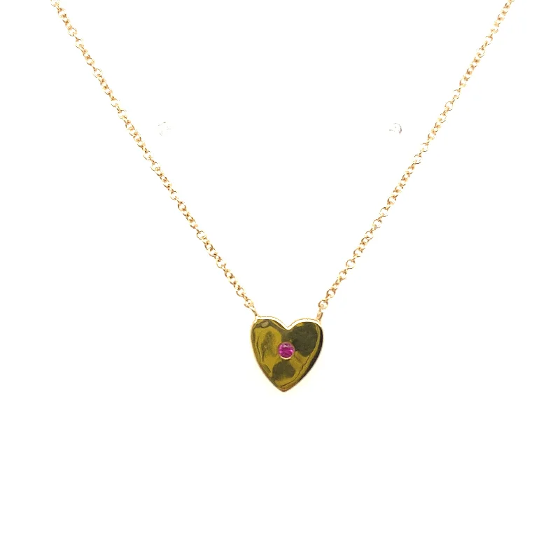 Handcrafted Pendant Necklace-Ruby Center Heart Necklace