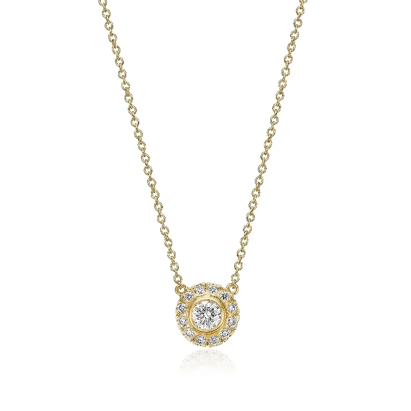 Customizable Pendant Necklace-Harmony Medium 18K Gold Necklace w. Diamonds