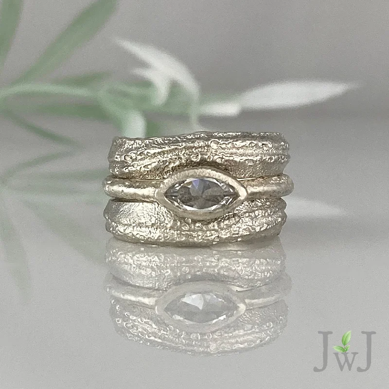 Custom Initial Ring-Actaea Wedding Band Set