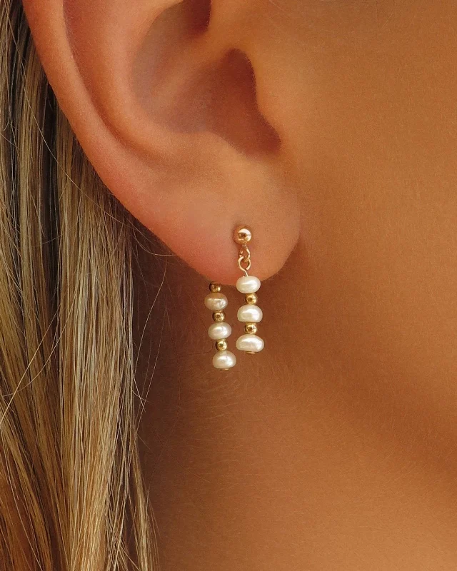 Trendy Drop Earrings-Freshwater Pearl Ear Jacket Earrings