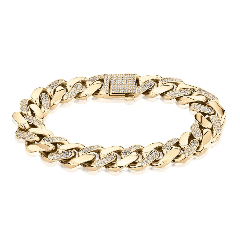 Charm Bracelet for Teenagers-Round Brilliant bracelet with diamond simulants in 10 carat yellow gold