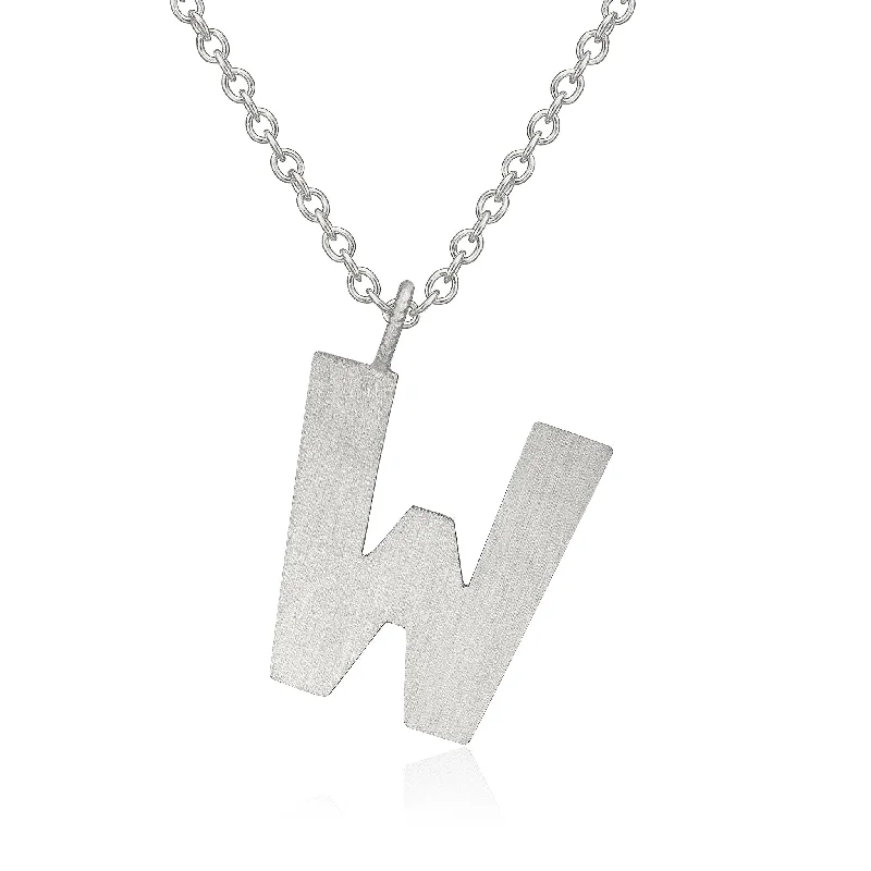 Modern Diamond Necklace-Letter W Silver Necklace