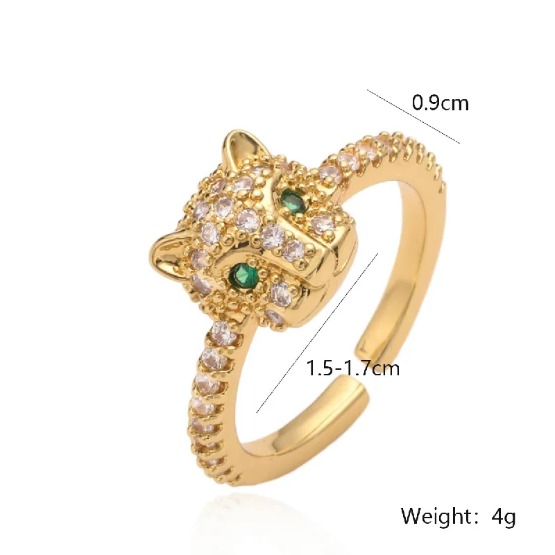 Luxury Diamond Ring-Simple Style Snake Copper 18k Gold Plated Zircon Open Rings In Bulk