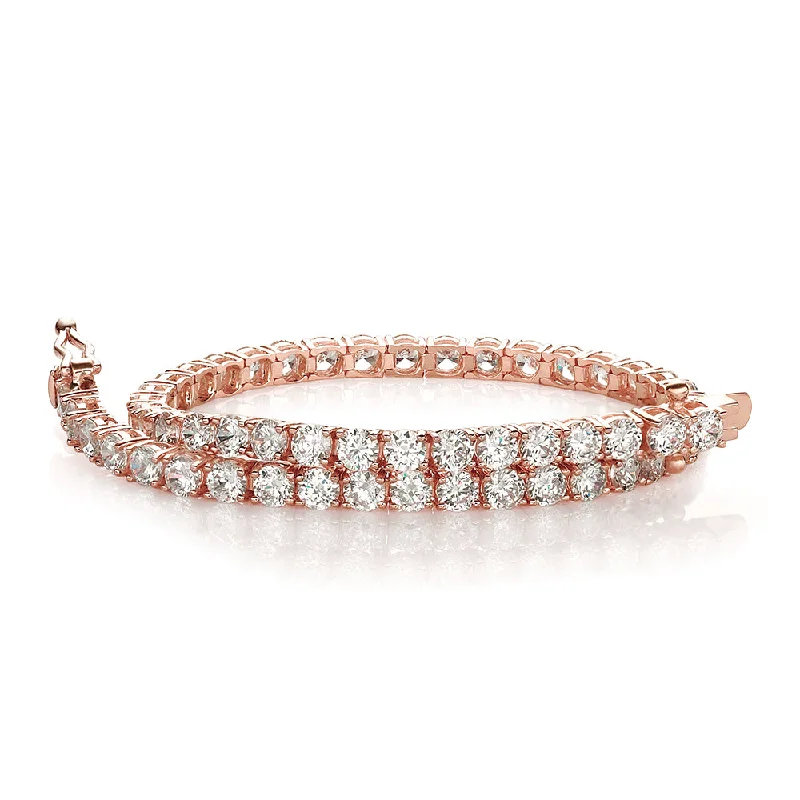 Vintage Charm Bracelet-Round Brilliant tennis bracelet with 6.27 carats* of diamond simulants in 10 carat rose gold