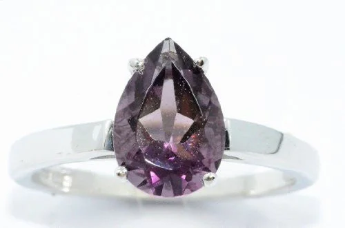 Custom Wedding Band-2 Ct Amethyst Pear Ring .925 Sterling Silver Rhodium Finish